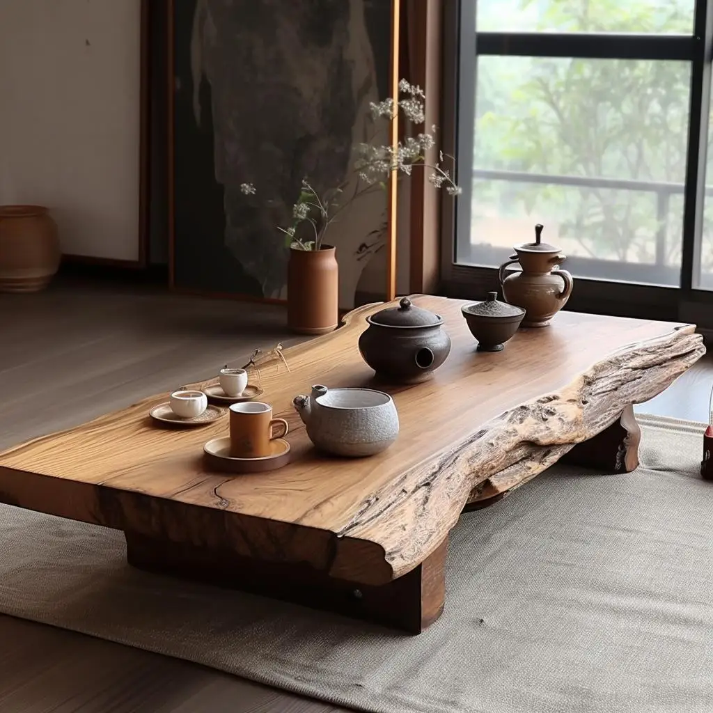 

solid wood coffee table tatami designer homestay retro style coffe