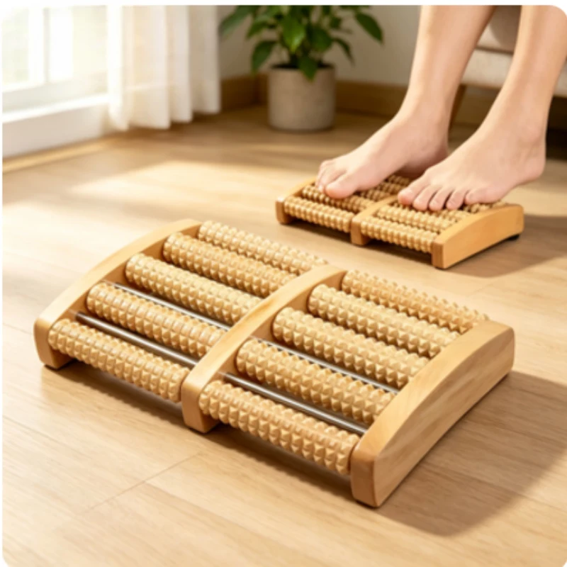 

Wooden Foot Massage Roller Relieve Foot Fatigue Plantar Fasciitis Pain Relief Foot Muscle Relax Lymphatic Drainage Tool