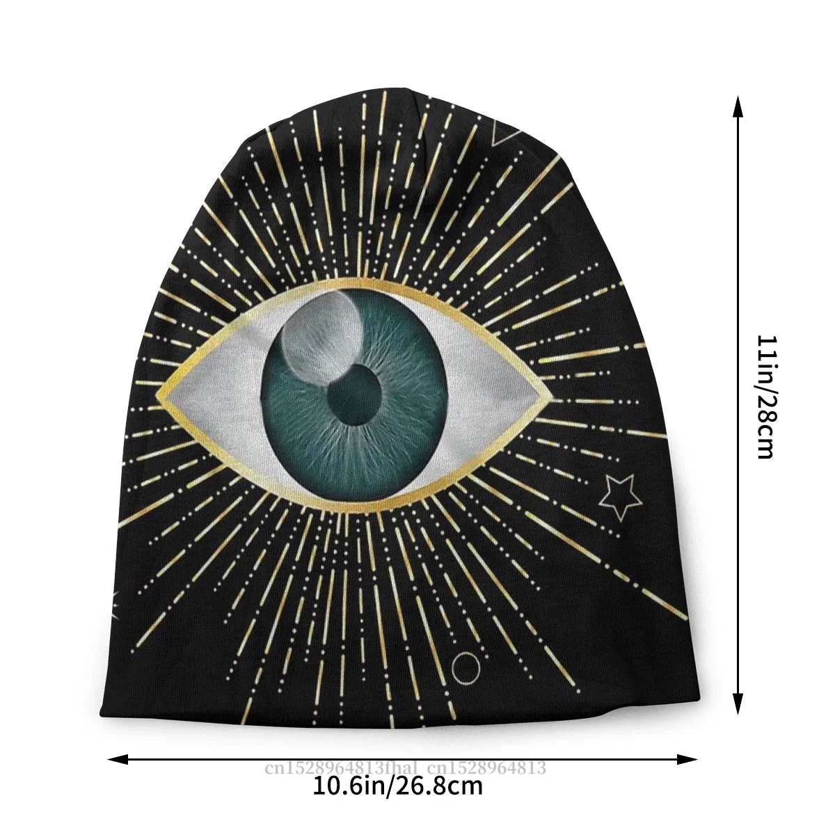 Eyelash Pattern Beanie Hats Teal Evil Eye Gold Triangle Circle Nazar Mati Talisman Skullies Beanies Hat Bonnet Caps Earmuffs