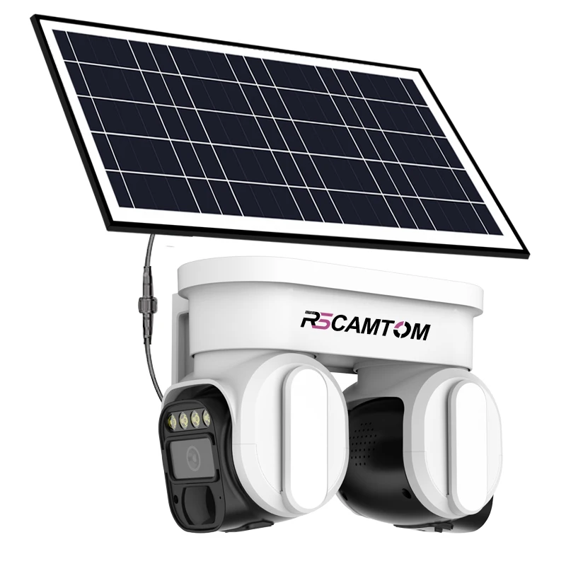 Rscamtom Solar Surveillance  360 Panoramic Surround View Human Detection Color Night Vision 4G Solar
