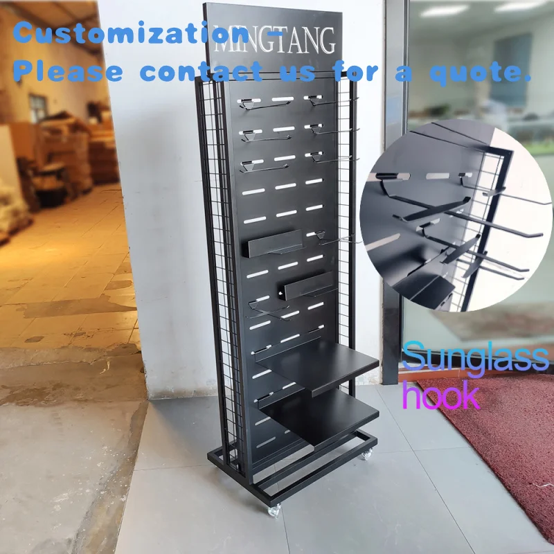 

Custom.Mingtang Металлическая перфорированная доска для розничной торговли оправой для очков Стойка для выставки товаров солнцезащитных очков с крючками и роликами