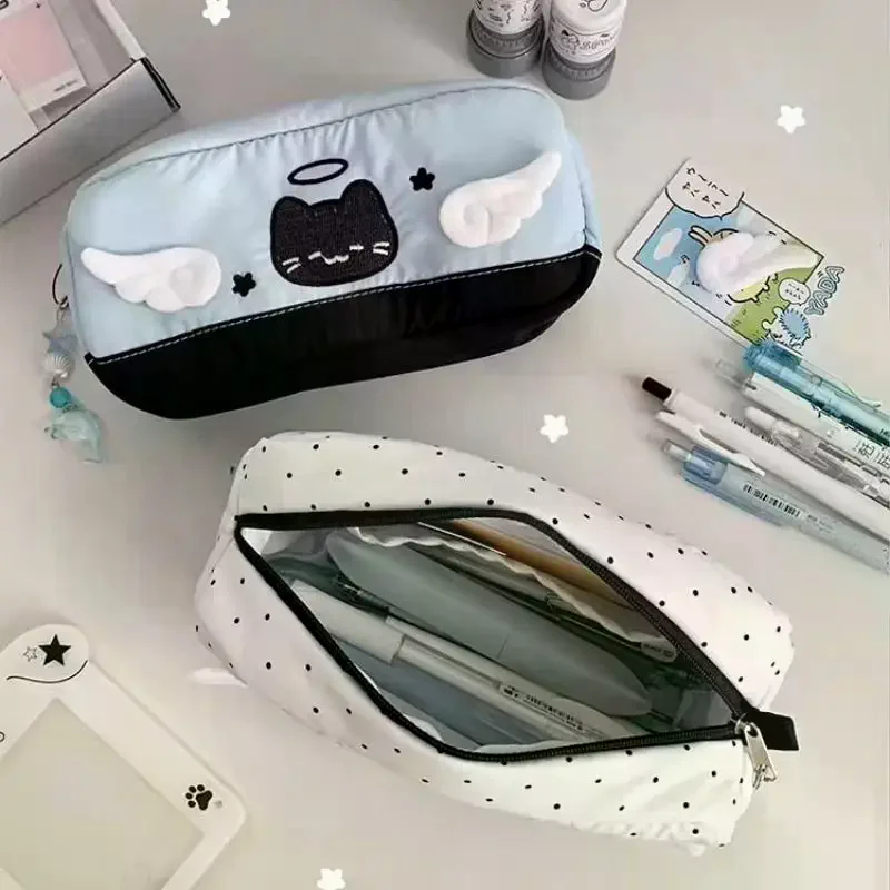 Kotak Pensil Gambar Kucing Malaikat Kartun Lucu Tas Penyimpanan Alat Tulis Siswa Kembali Ke Sekolah Perlengkapan Sekolah Hadiah Alat Tulis Pena