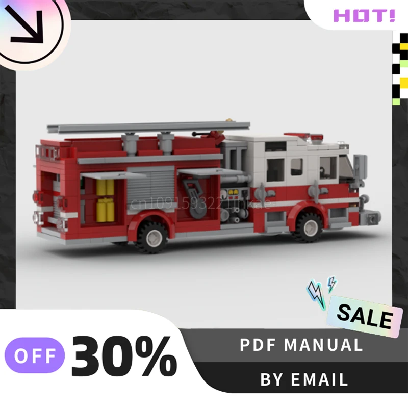 [422 peças] caminhão bomba de fogo moc personalizado, conjunto de blocos de construção criativos, brinquedos educativos, kit de modelo de construção, presentes de aniversário