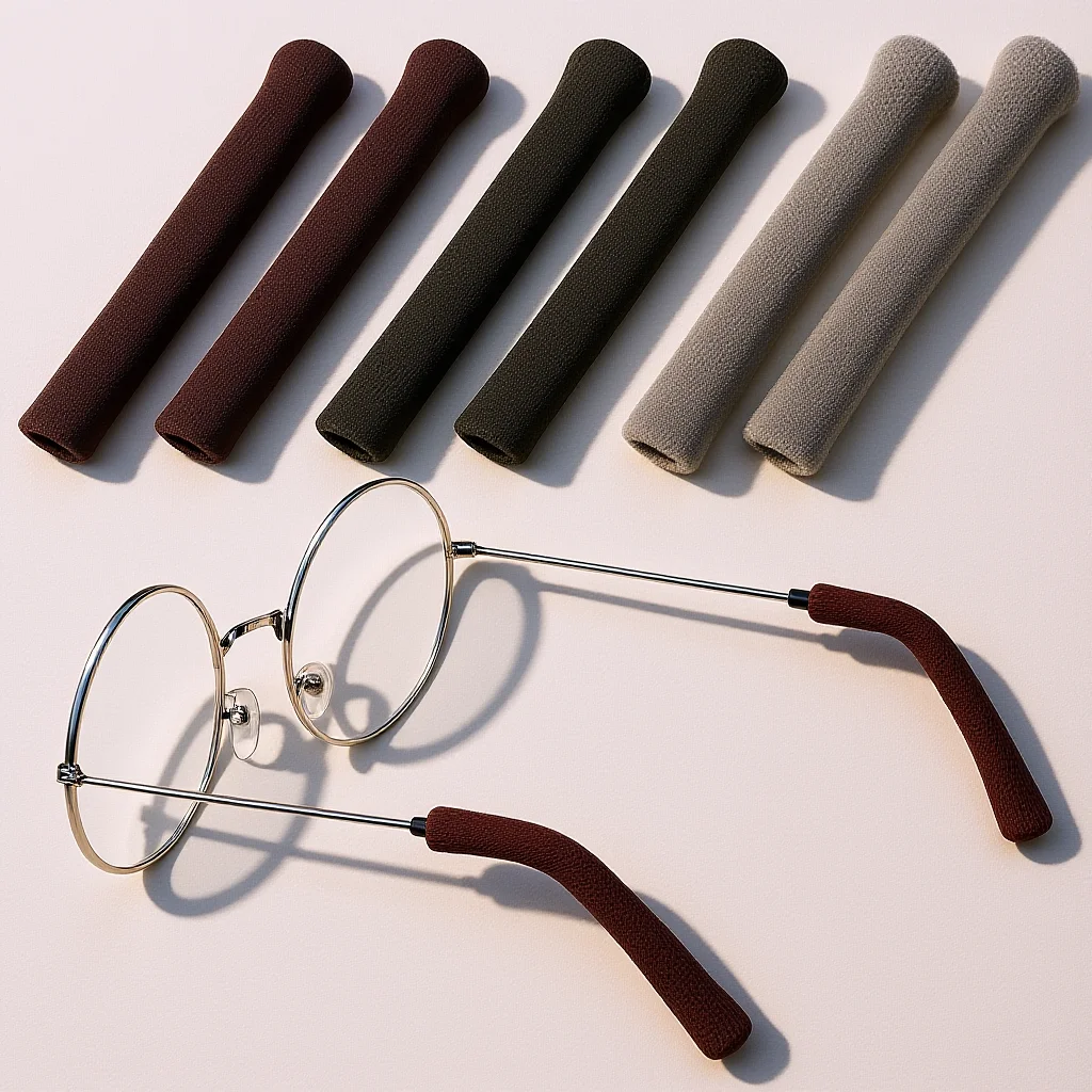 

3Pairs Glasses Ear Cushions Knitting Sleeves Soft Comfortable Nonslip Protective Arm Covers for Glasses Temple Pads