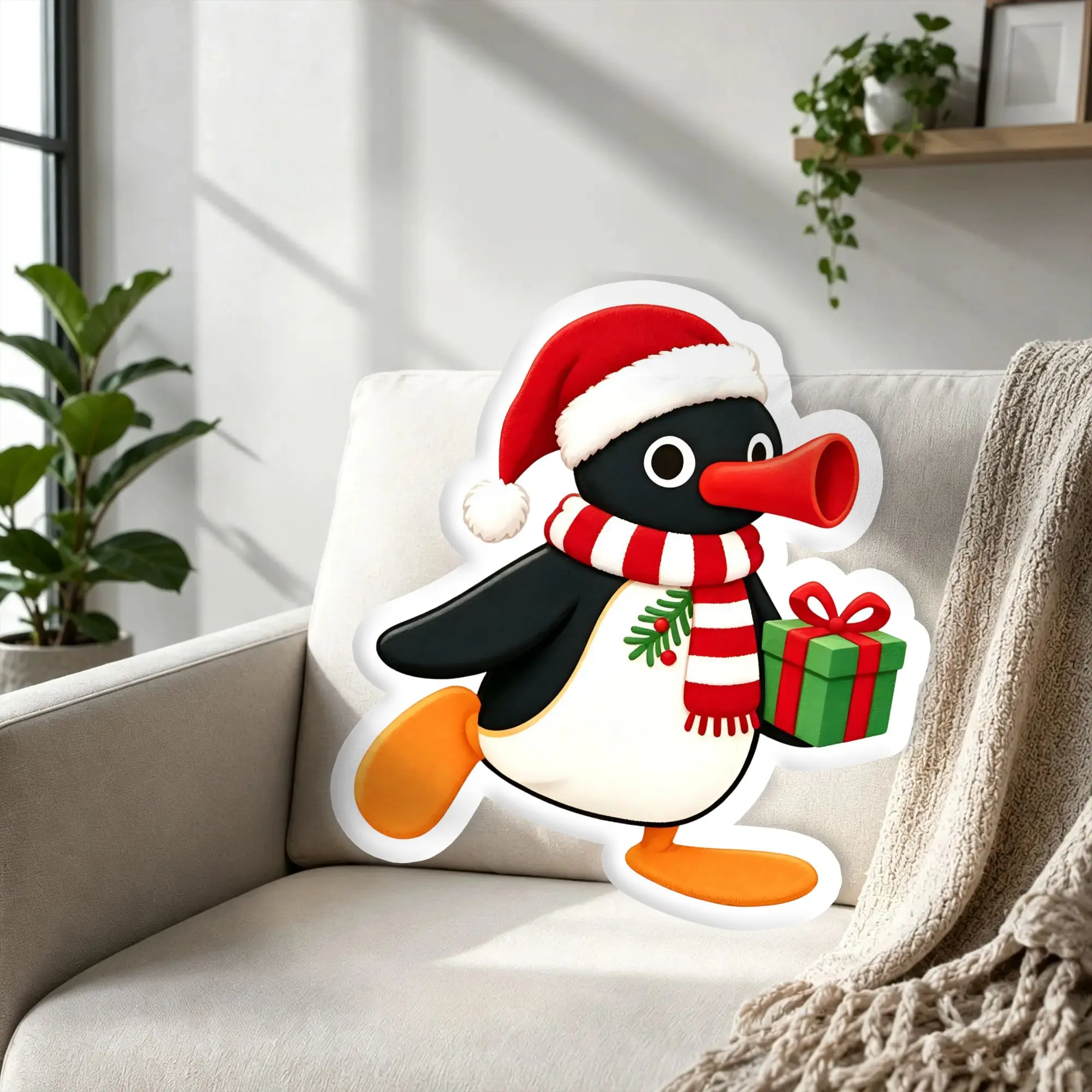 Custom P-Pingus Pillow Cushion Double Sided Funny Cartoon Penguin Cushions for Bedroom Bed Sofa Personalized Plush Pillows Sofa