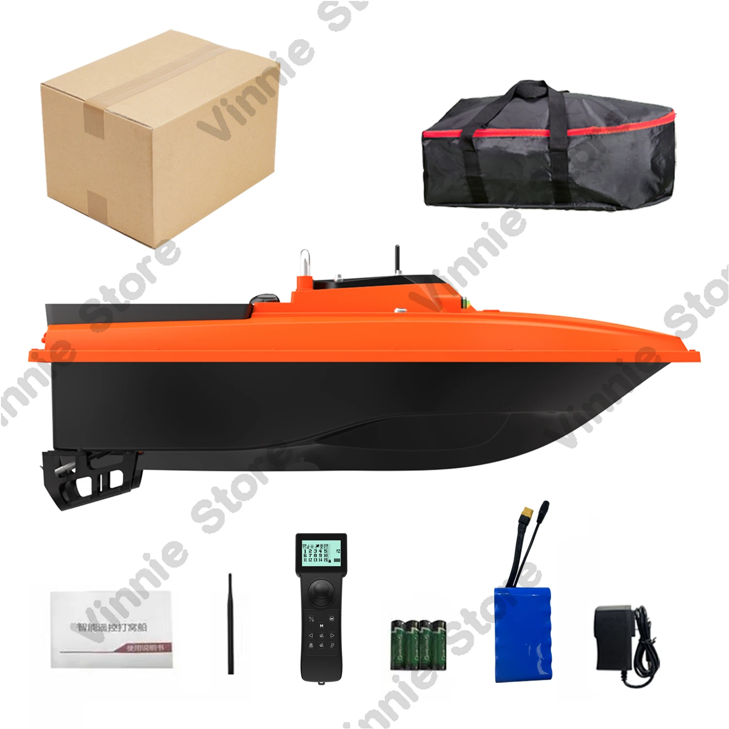 D80B 12V  High Speed RC Bait Boat for Fishing with Bait Tray and Line Release, IP 66 Waterproof