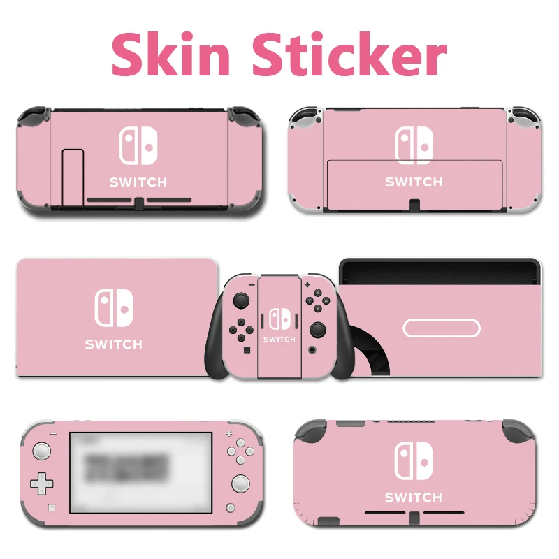 Pegatina de piel de protección de cubierta completa para Nintendo Switch OLED Lite, rosa, verde, morado, negro