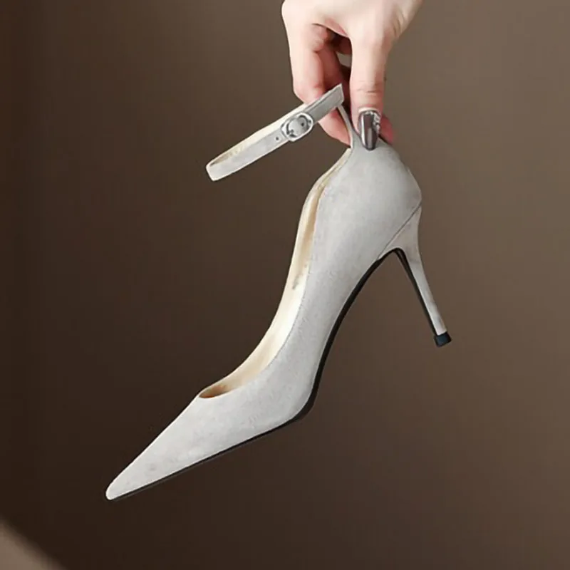 حذاء نسائي بكعب عالٍ من الجلد الطبيعي عالي الجودة وبسيط ومتعدد الاستخدامات بكعب مدبب ونحيف للمكتب #3