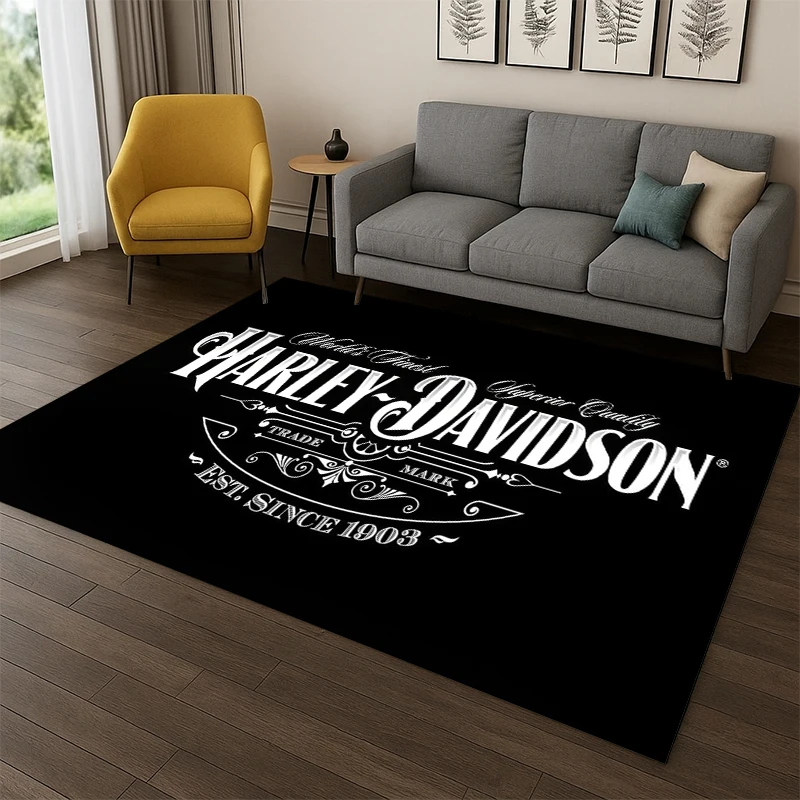 3D Retro H-Harleys Racing Car MOTO Carpet Rug for Home Living Room Bedroom Sofa Doormat Decor,Area Rug Non-slip Floor Mat Gift