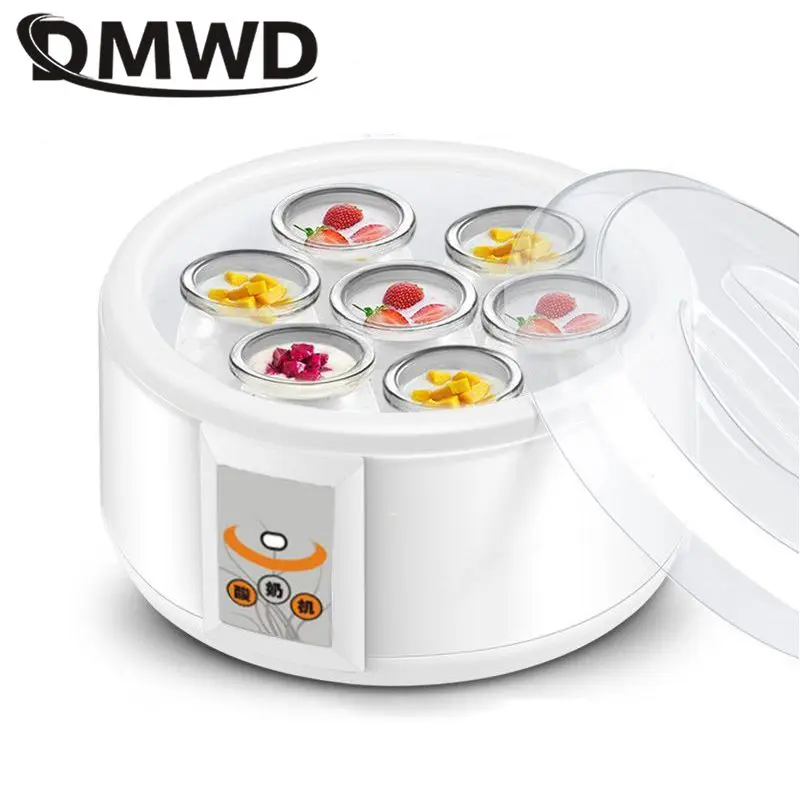 DMWD-máquina de yogur totalmente automática, revestimiento de acero inoxidable de 1.5L, fermentador termostático de enzima de vino de arroz y Natto con taza de vidrio sellada
