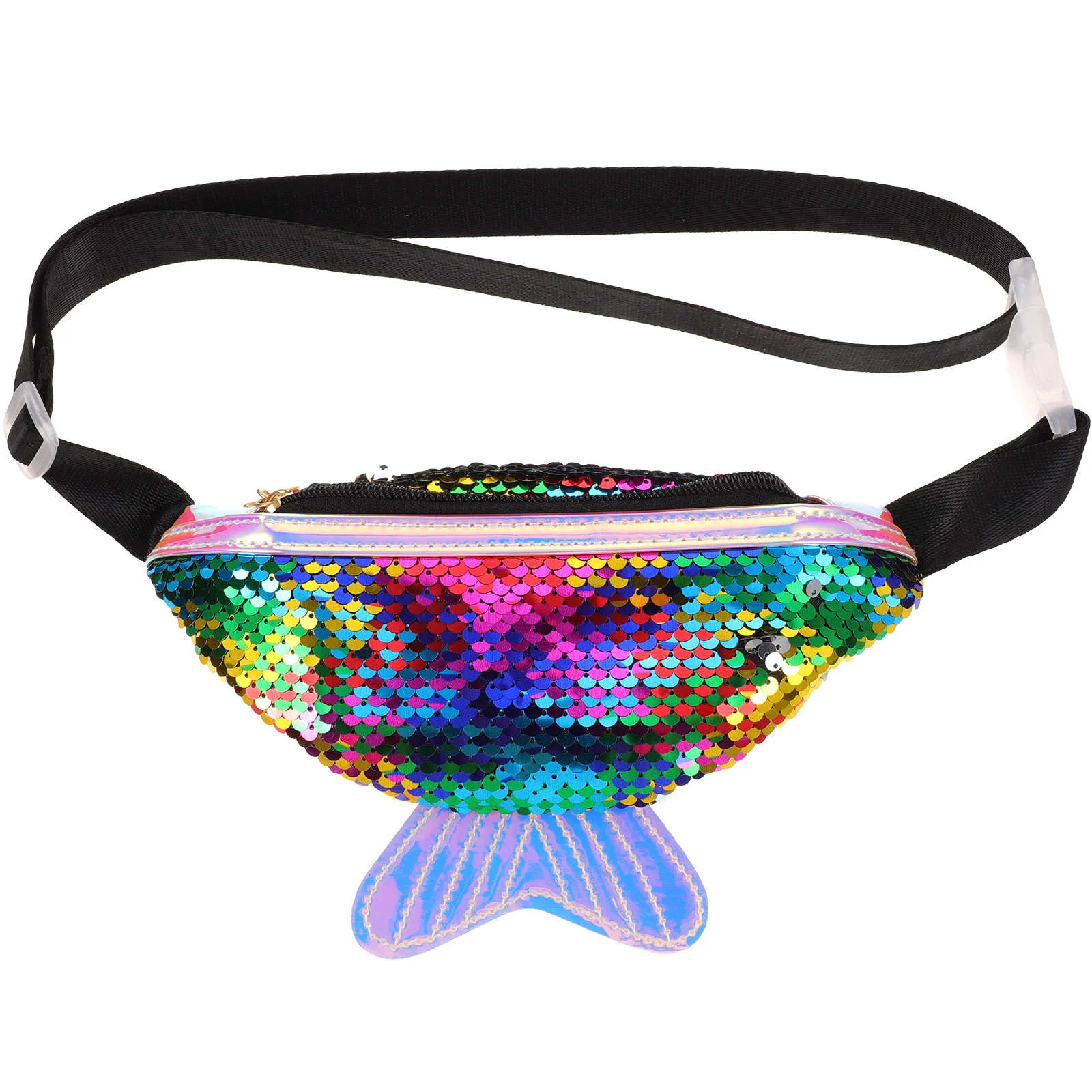 Outdoor Sports Waist Bag Fish Tail Shape Bag Bag Creative Sequins Fanny Pack Bag for Walking Jogging Hiking Climbing Camping (