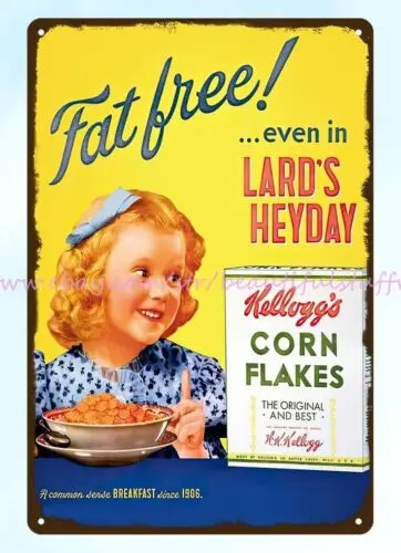 1950s kellogg's corn flakes cereal childhood memory metal tin sign lodge decor