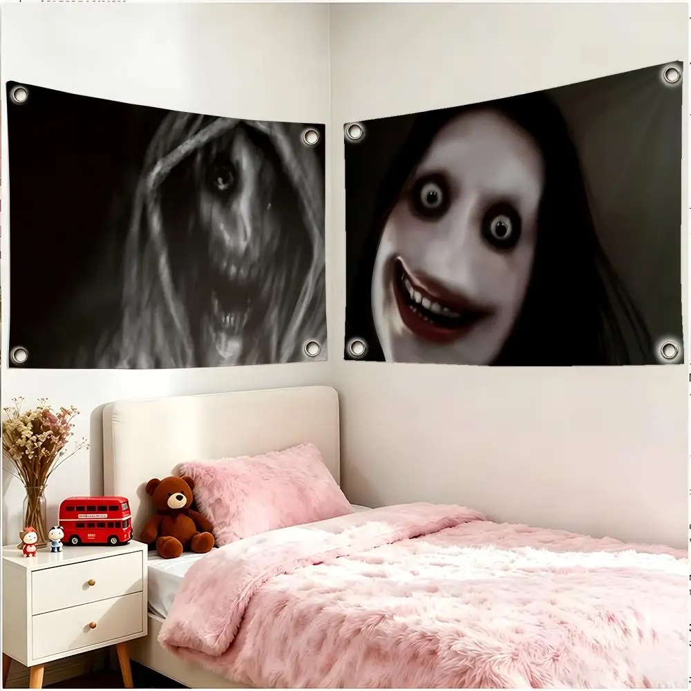 Creepypasta Meme Jeff The Killer Flags Four Ring Borderless Art Decor Indoor Outdoor Use Simple Hang And Install