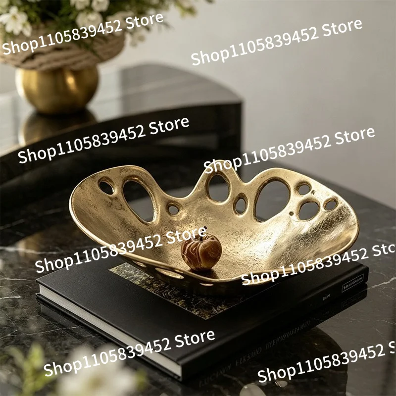 For Modern Simple Gold Special-shaped Irregular Fruit Plate, Living Room Storage Tray, Desktop Decoration Ornament