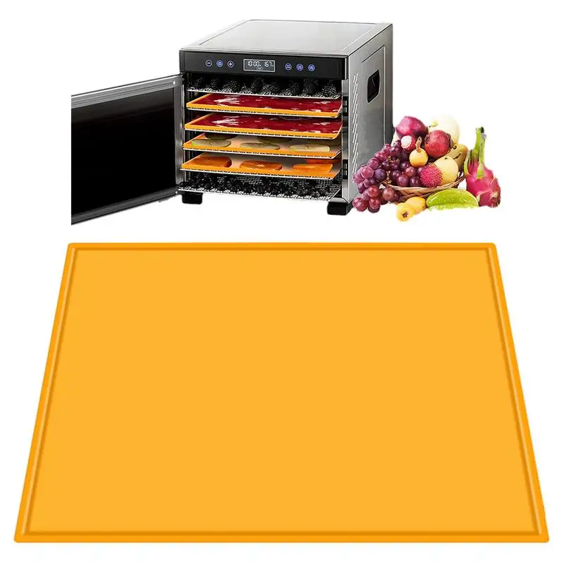 Silicone Dehydrator Sheets Dehydrator Mats with Edge for Fruit Leather Liquid Fruits Meat Vegetables Herbs Non-stick Trays