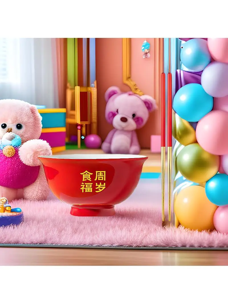 赤ちゃんの最初の年間のお祝いの装飾、麺、箸、誕生日シーンの装飾、写真撮影用小道具、赤ちゃんの掴み取り式典
