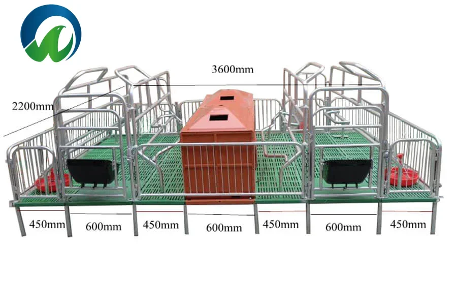 อุปกรณ์เลี้ยงหมูกรงหว่านหมู Farrowing Crates การเพาะพันธุ์/ลังพยาบาลพร้อมเครื่องให้อาหารสําหรับการเลี้ยงหมู