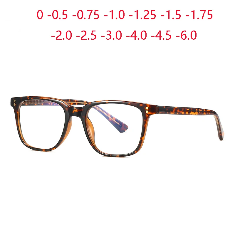 

Квадратные очки для близорукости в леопардовой оправе для женщин и мужчин, студенческие очки с защитой от синих лучей от 0 до -0,5 -0,75 до -6,0