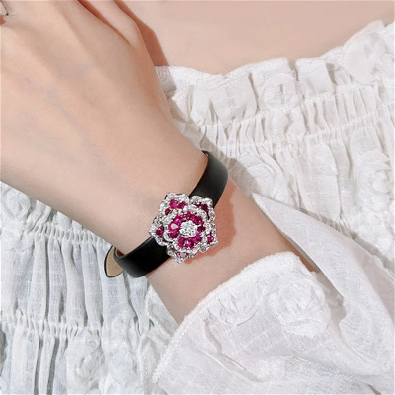

High-end Belt Wrist Bracelet For Women Jewelry Temperament Crystal Flower Bracelet Female Hand Accessories