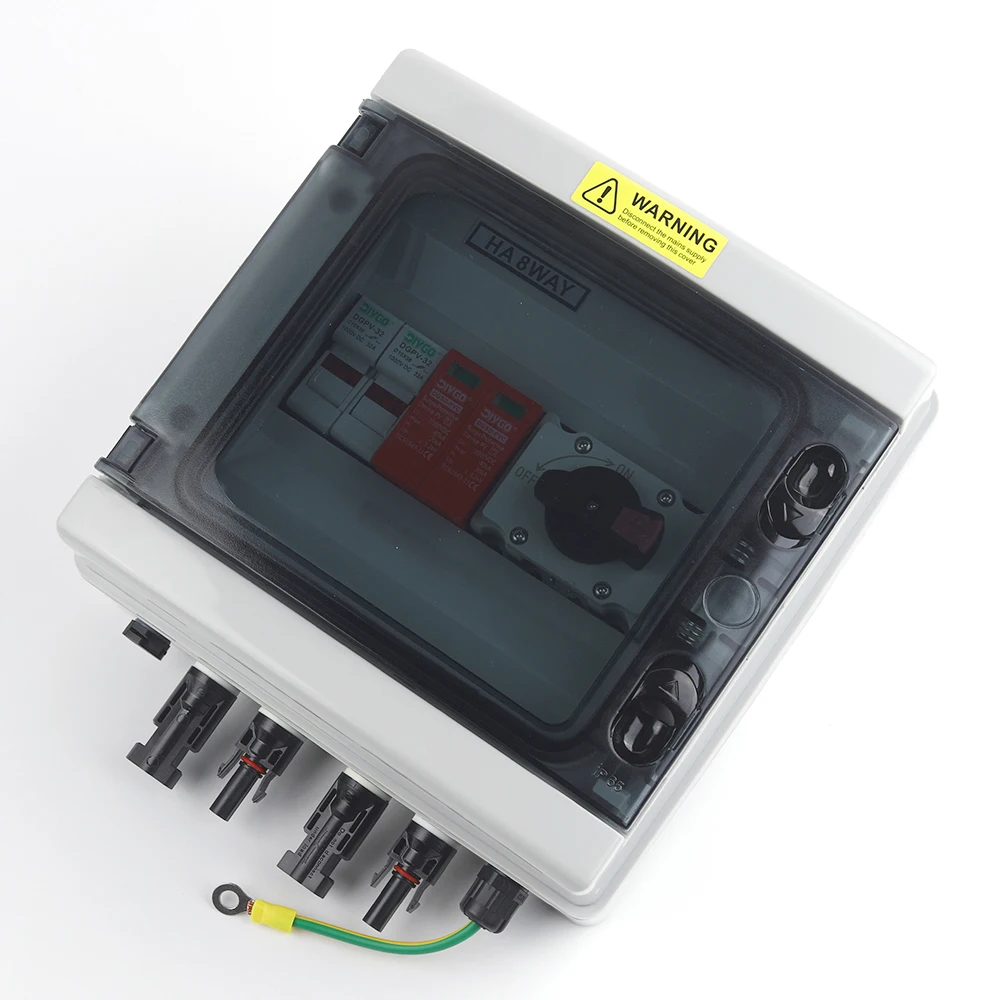 

DC 1 In 1 Out 1000V PV Combiner Box Solar Photovoltaic Waterproof Dustproof Case Isolation Switch SPD Fuse Lightning Protection