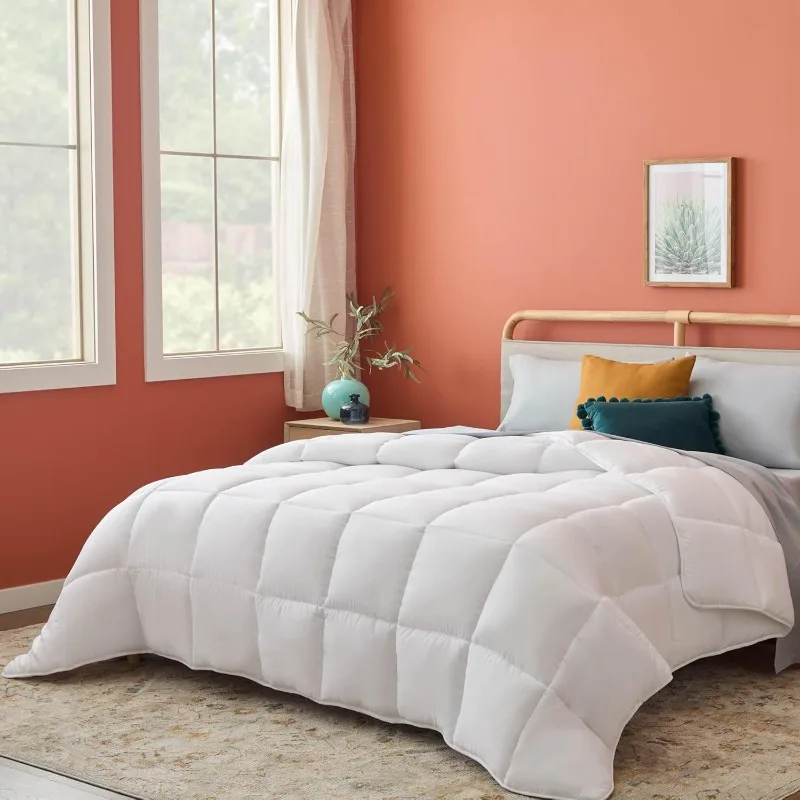 

White Down Alternative Comforter and Duvet Insert , All-Season Comforter - Box Stitched Comforter - Bedding - Twin