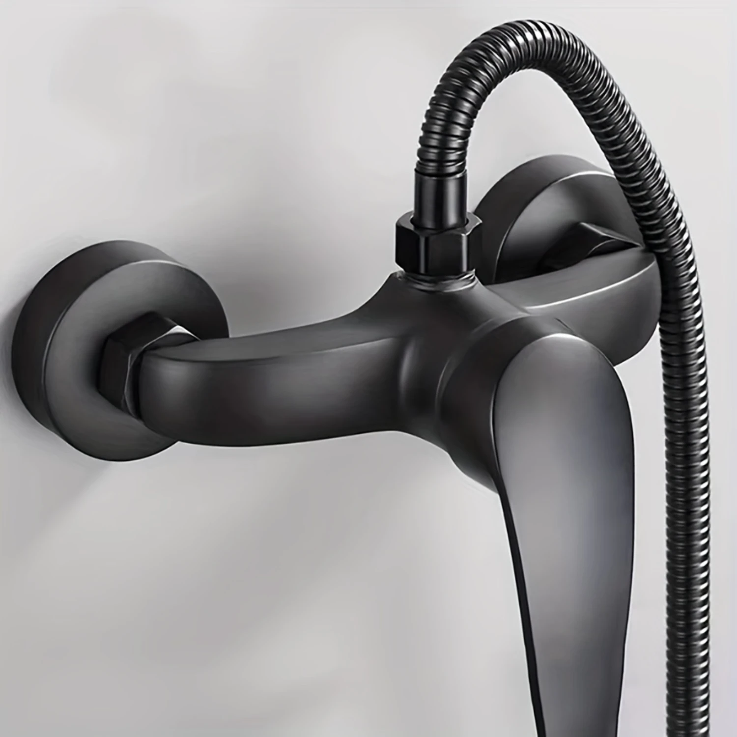

1pc Black 304 Stainless Steel Shower Faucet, Classic Style, Hot & Cold Mixer Faucet, 7.09in Wall-Mounted Bathtub Tap With Handhe