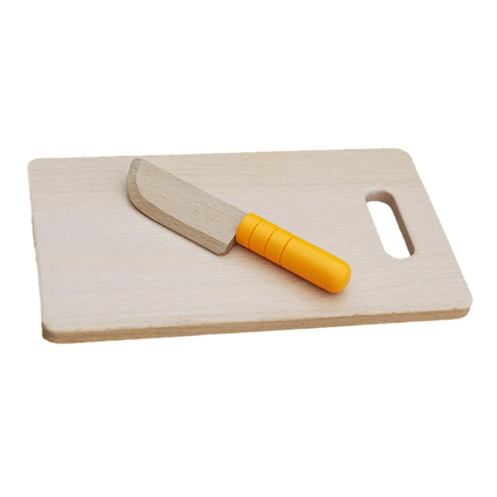 2Pcs Cute Wooden Cutting Board and Wooden Kids Knife Montessori Toys Kitchen Tools