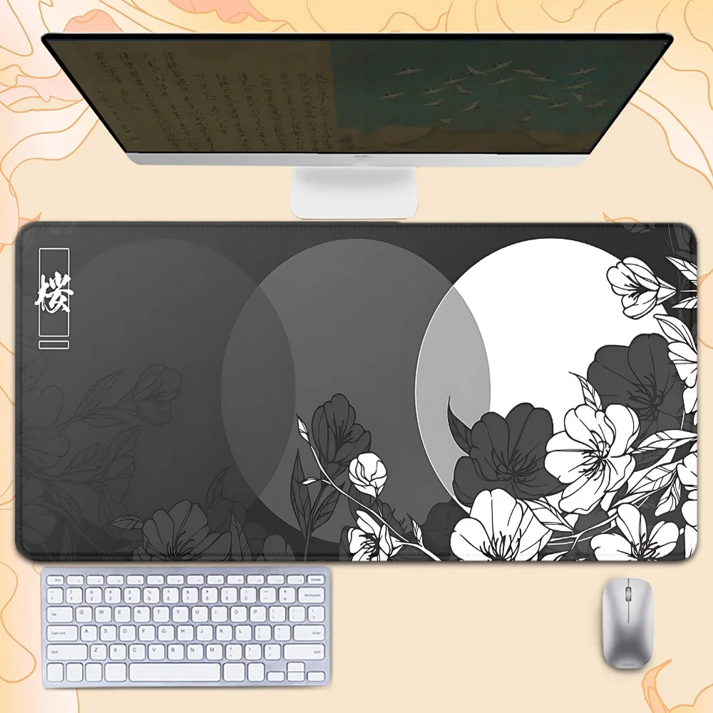 

Large Mouse Pad The moon&flowers Washable Non-slip Rubber Office And Gaming Computer Desktop Mat ,Desk Pad ,Computer Accessories