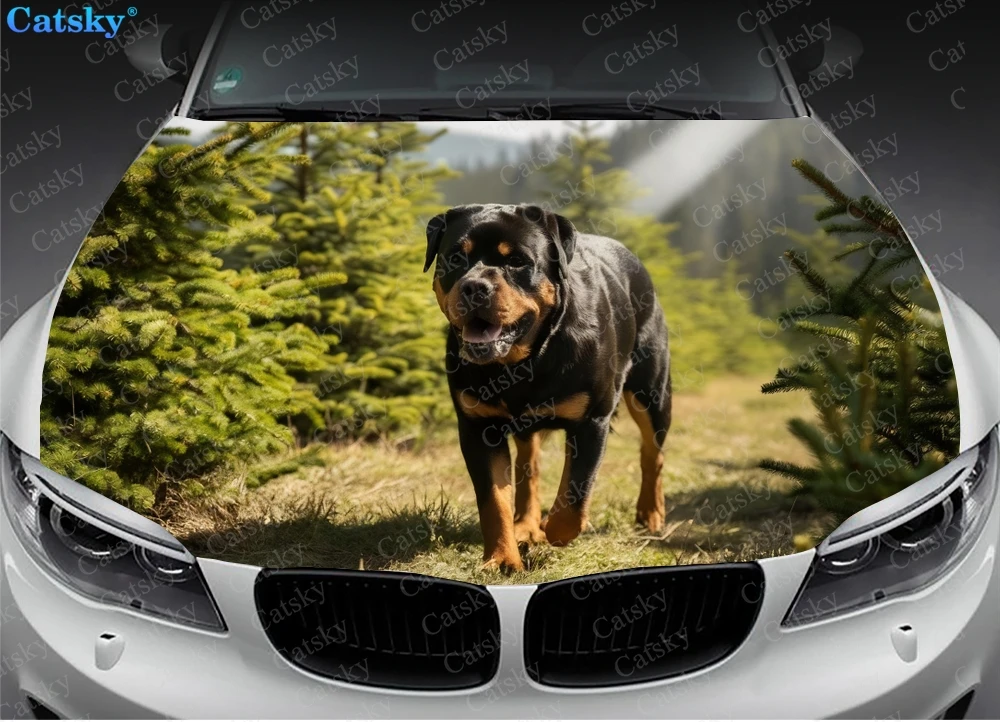 ملصقات الفينيل بغطاء رأس الكلب Rottweiler ، فيلم الفينيل التفاف ، غطاء المحرك ، ملصق الشارات ، غطاء سيارة عالمي فيلم واقية