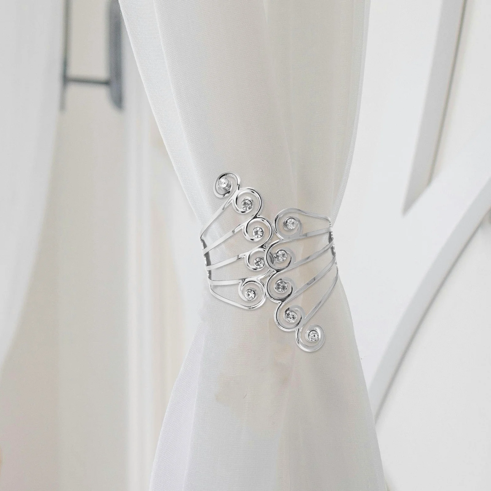 

2Pcs Decorative Curtain Tiebacks Clips Rhinestone Charm Elegant Holdbacks for Curtains Drapes Living Room Bedroom