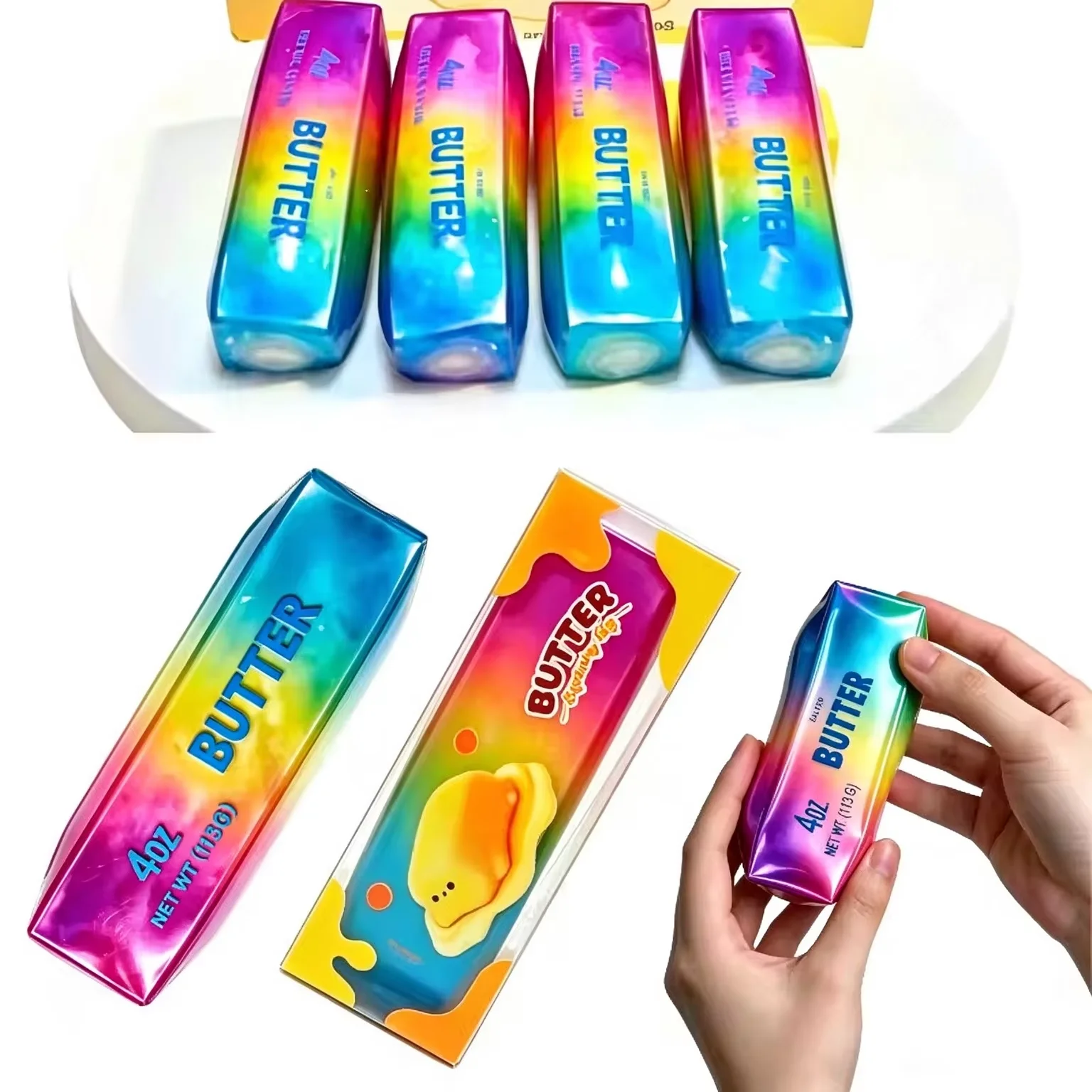 Hot Crunchy Sound Decompression Hand-Made Ball Rainbow Building Blocks Butter Stick Simulation Food Toys Decompression Vent Toys