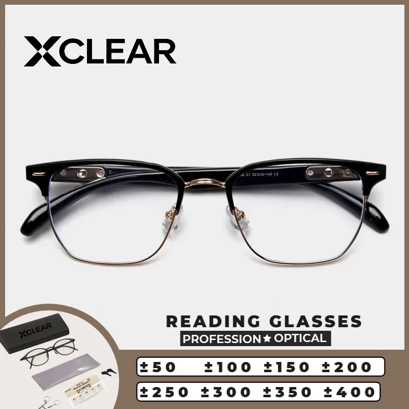 

XCLEAR Optical Anti Blue Ray Myopia Progressive Prescription Eyeglasses Reading Glasses Unisex Black Gold Browline Retro Comfort