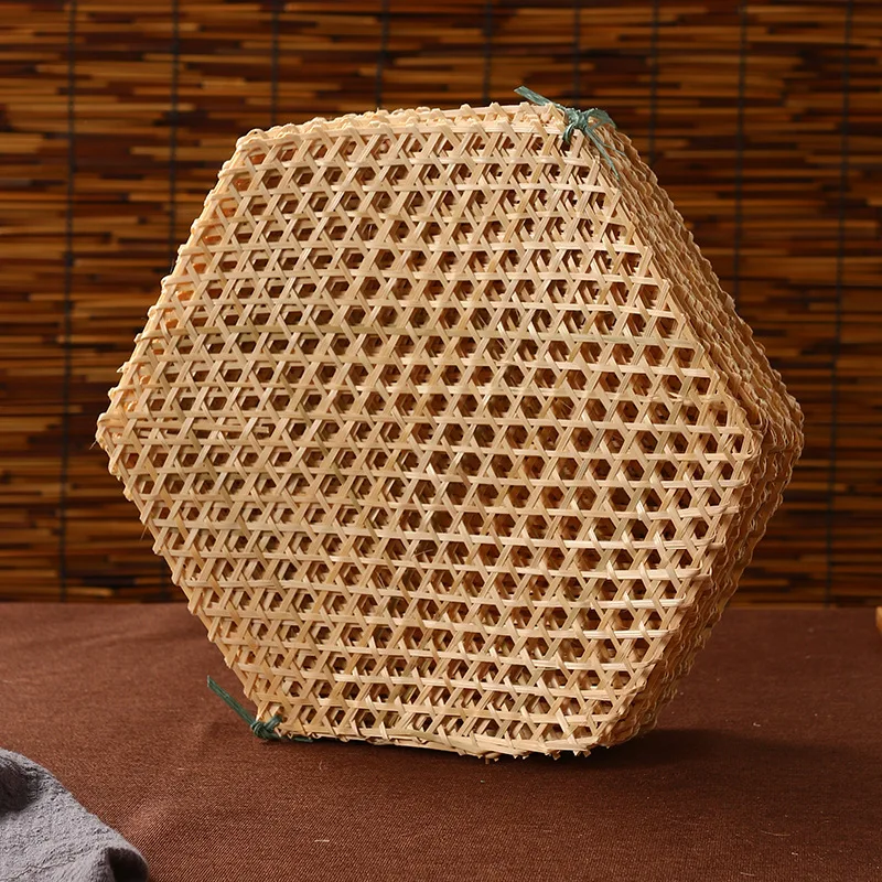Dragon Boat Festival handmade wormwood bamboo weaving 5 holes 6 holes hexagonal bamboo mesh pad anti-stick bamboo