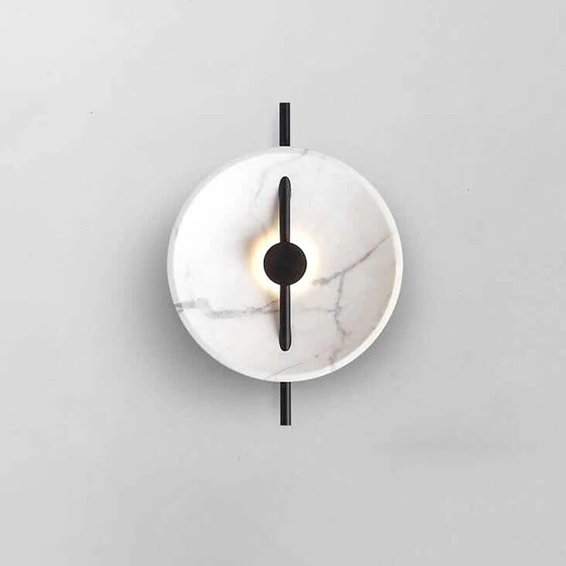 Scandinavian Minimalist Circular Black White Home Living Room Decorative Lamp Modern Creative Homestay Bedside Led Wall Light