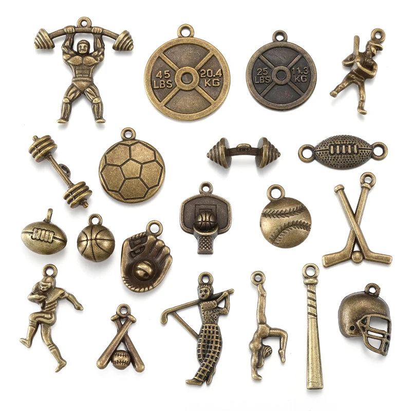 20 styles 4-20pcs Sports athletes Charms Necklace Key Chain Pendant Bracelet Jewelry Making Handmade diy Supplies 31*28mm U094