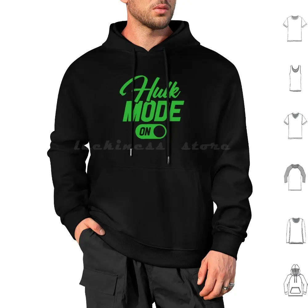 Mode On Hoodie cotton Long Sleeve On Green Men Funny Superhero Workout Super Hero Incredible Bodybuilder Fitness Sport