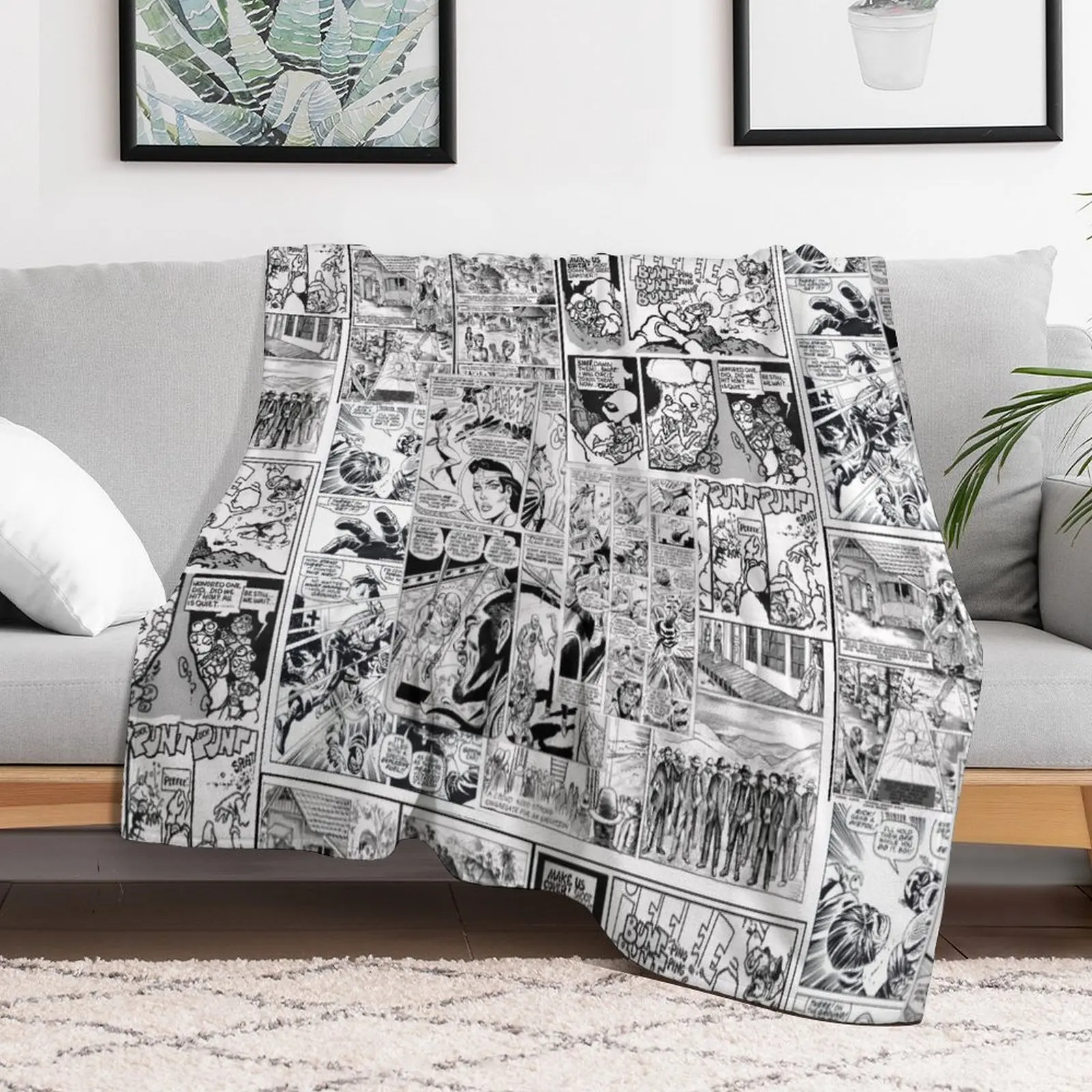 

Comic book print [white] Throw Blanket bed plaid Plaid blankets and throws Blankets