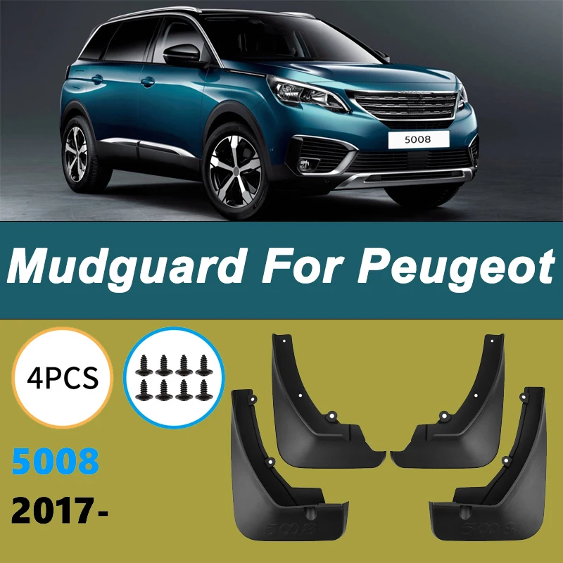 

For Peugeot 5008 2017-2025 Automotive Tire Mudguard Waterproof Prevent Mud Splashing Car Mud Flaps Fender Trim 4pcs Accessories