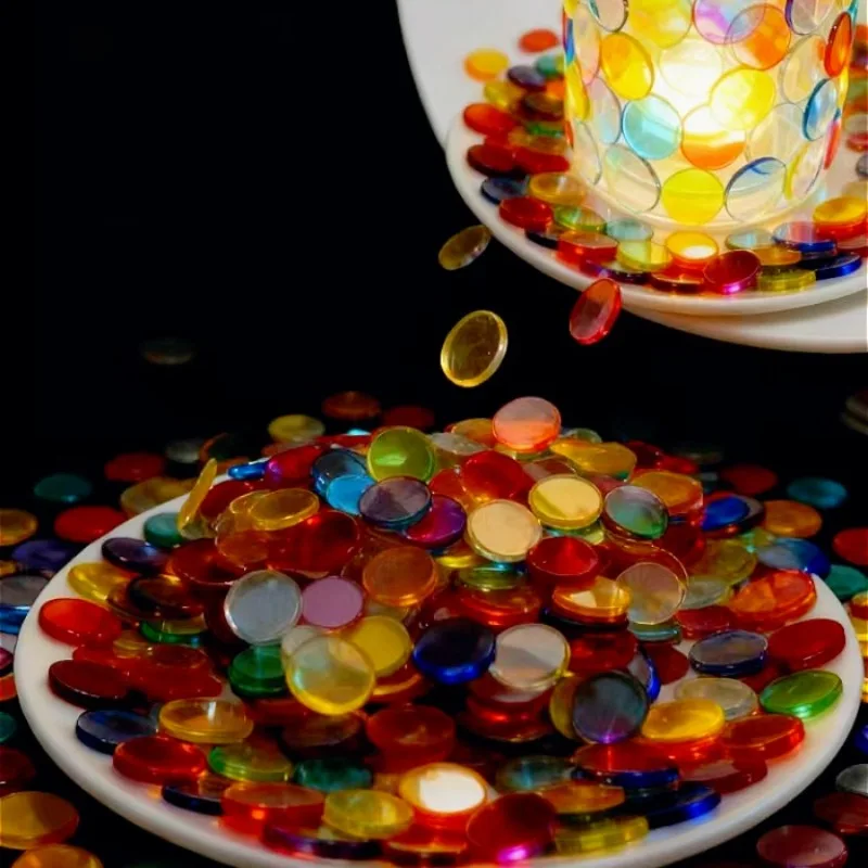 30/60PCS colorful mixed-color acrylic round mosaic pieces, high-transparency texture for vase filling, used for handmade decorative paintings, decorating earrings and bracelets, home decorations, DIY lampshades, creati