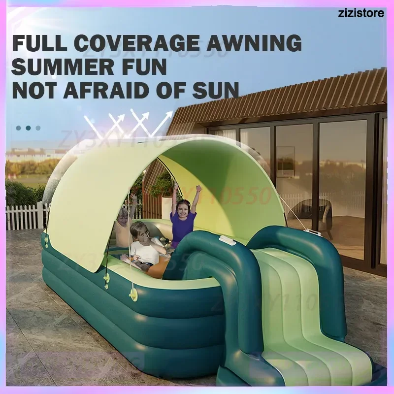 Large Inflatable Swimming Pool for Summer Family Fun with Water Slide Outdoor Baby Pool Toy Water Game