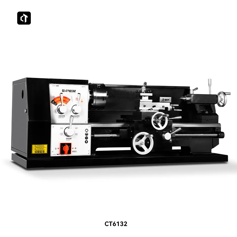 CT6132 Gear Drive Mini Bench Metal Lathe Machine Tool 220V Horizontal Manual Lathe for School Teaching DIY Hobby Home Use