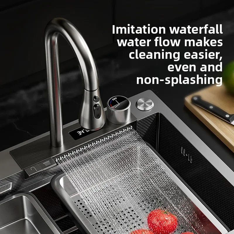 Single slot handmade sink 304 stainless steel dishwasher kitchen vegetable basin Feiyu waterfall under the counter basin