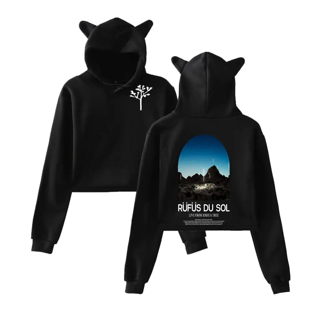 

Rufus du Sol Merch Trendy Hoodies Sweatshirt for Girls Cat Ear Crop Pullover Everyday Wear