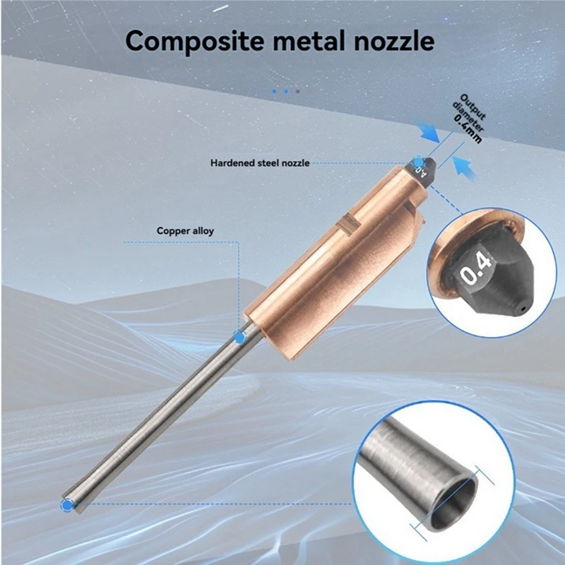 

4 шт. обновленные для биметаллических сопел из закаленной стали AD5X 0,25/0,4/0,6/0,8 мм, детали 3D-принтера, съемное сопло