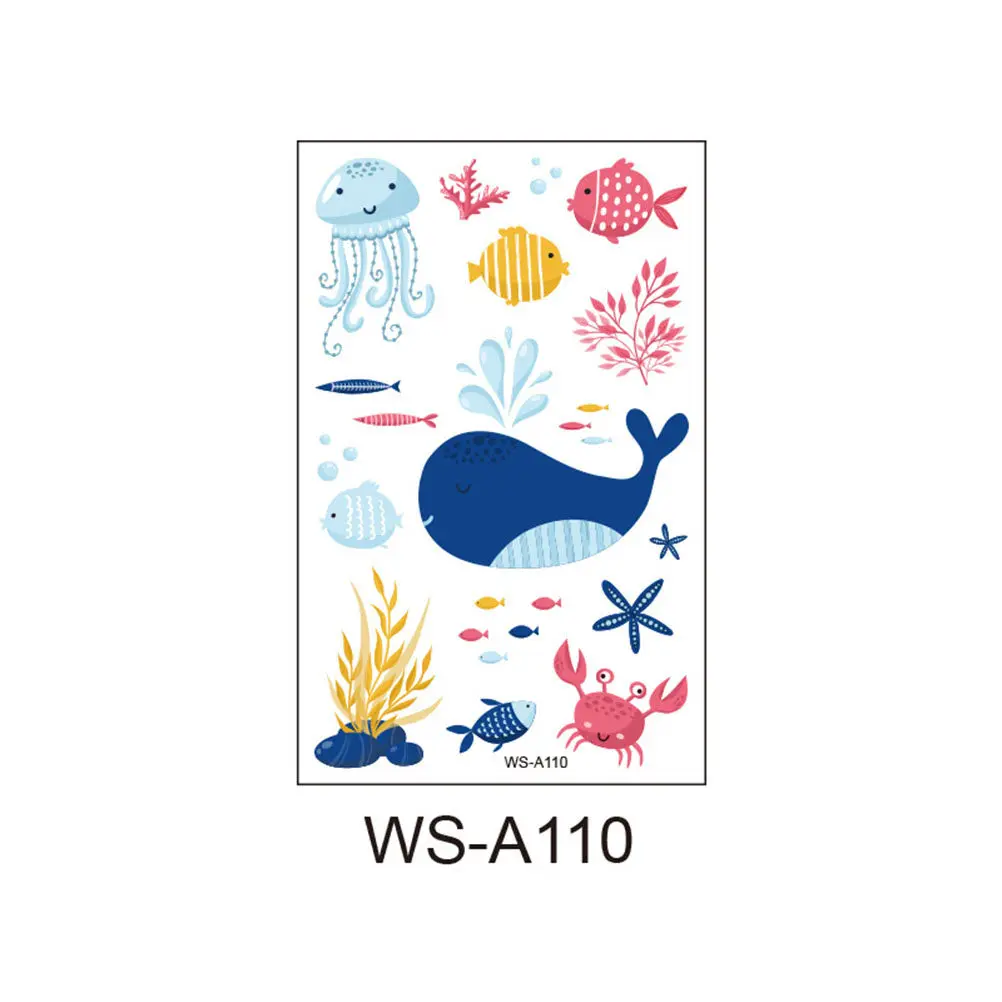 

20 листов временных татуировок для детей: дельфины, рыбы, водонепроницаемые наклейки, безопасные экологичные чернила, украшения для вечеринок, развлечения для детей