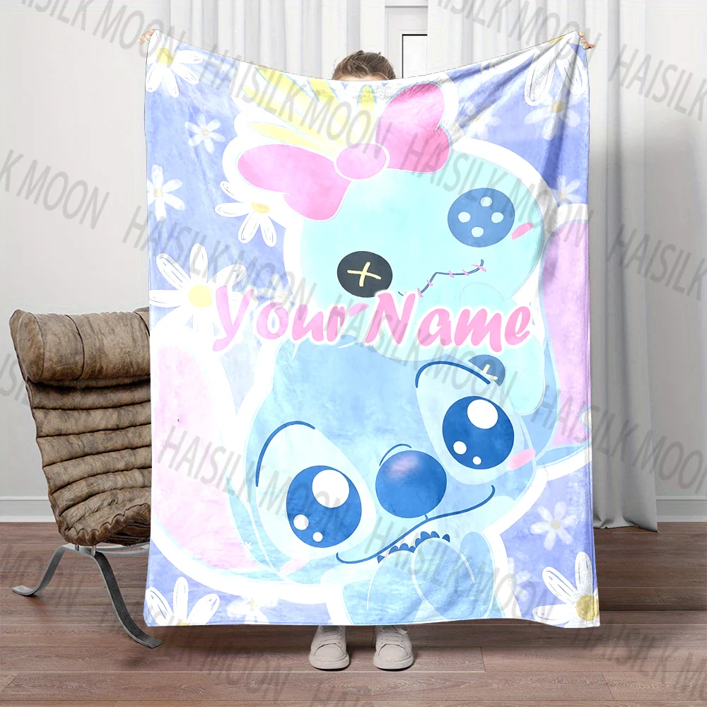 Personalization Custom Name Disney Stitch Printed Blanket, All-Season Multi-Use for Nap, Camping, Travel, Sofa Machine Washable