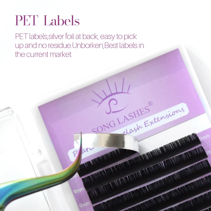 SONG LASHES False Eyelash Extensions Soft Thin Tip New Products 0.03 thickness Easy Pick up Eyelash Extension Pure Dark Black