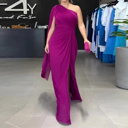 Sexy Asymmetrical Solid Slim Party Dress Fashion Patchwork High Waist A-line Dress Women Sleeveless Hollow Pleated Long Dresses