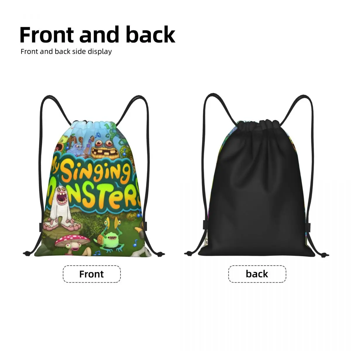 Custom My Singing Monsters Music Action Game Drawstring Bags for Training Yoga Backpacks Men Women Sports Gym Sackpack