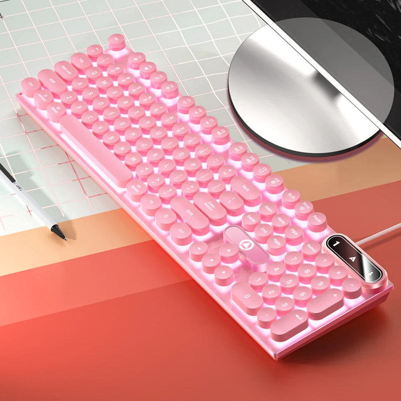 لوحة مفاتيح سلكية للألعاب USB مع إضاءة خلفية، لوحة مفاتيح ألعاب 104 مفاتيح للكمبيوتر/الكمبيوتر المحمول/الكمبيوتر الشخصي، تصميم مريح، ملحقات ألعاب المكتب